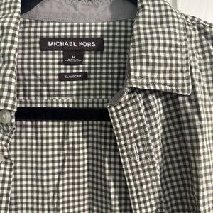 Michael Kors Green and White Checkered Shirt